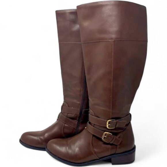 Arizona Riding Boots Women's 7 M Brown Faux Leather Tall Memory Foam Lined NEW - Picture 3 of 9